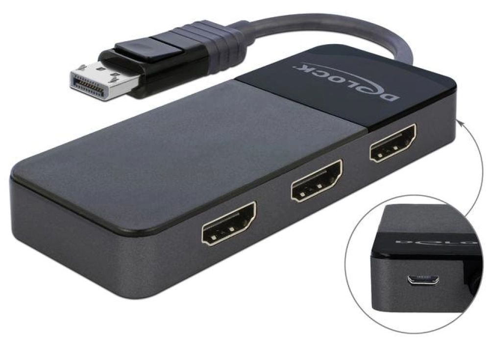 DeLOCK Diviseur de signaux à 3 ports DisplayPort - 3xHDMI, 4K, MST support