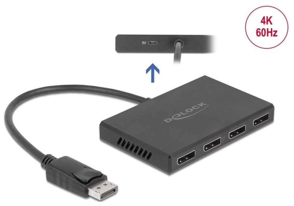 DeLOCK Diviseur de signaux à 4 ports Displayport, 4K/60Hz