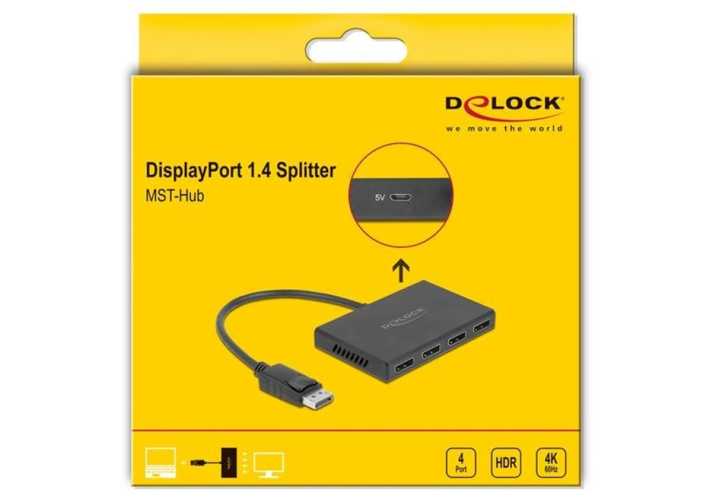 DeLOCK Diviseur de signaux à 4 ports Displayport, 4K/60Hz