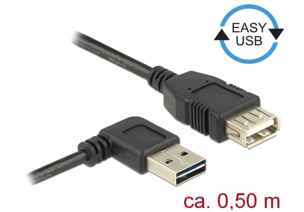 DeLOCK Extension cable EASY-USB 2.0 Type-A male angled left / right > USB 2.0 Type-A female 0,5 m