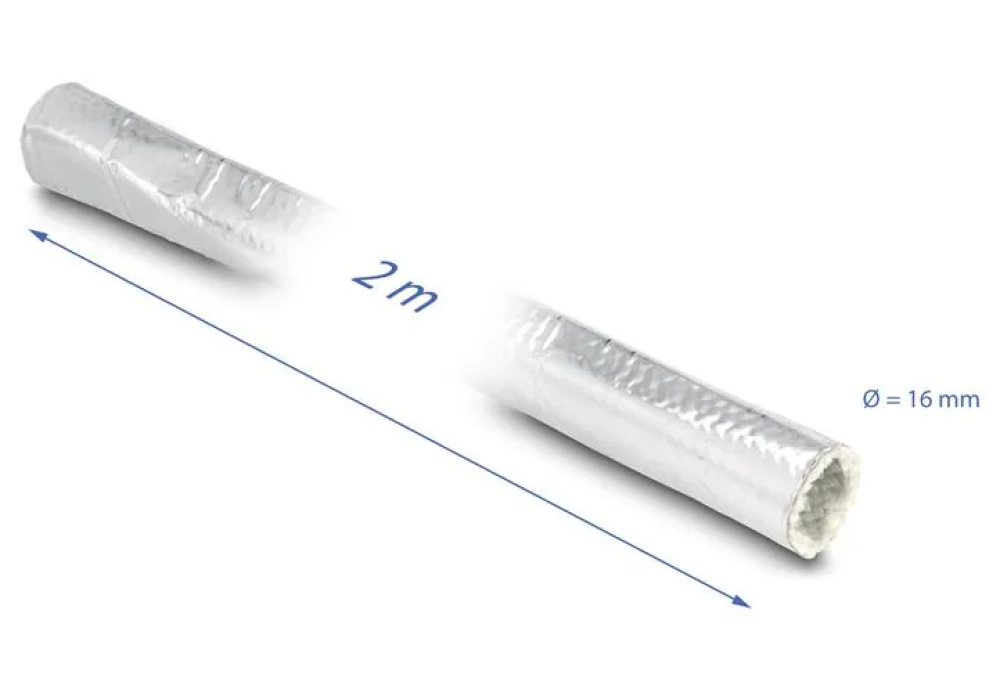 Delock Gaine de câble en fibre de verre et aluminium 2 m x 16 mm Argenté