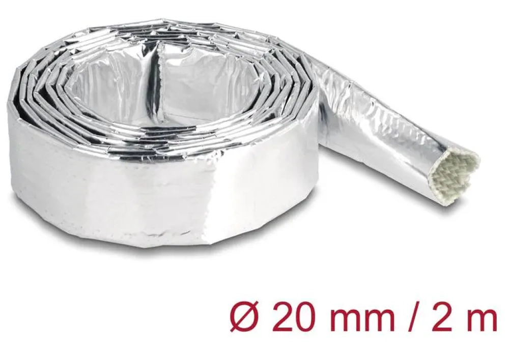 Delock Gaine de câble en fibre de verre et aluminium 2 m x 20 mm Argenté