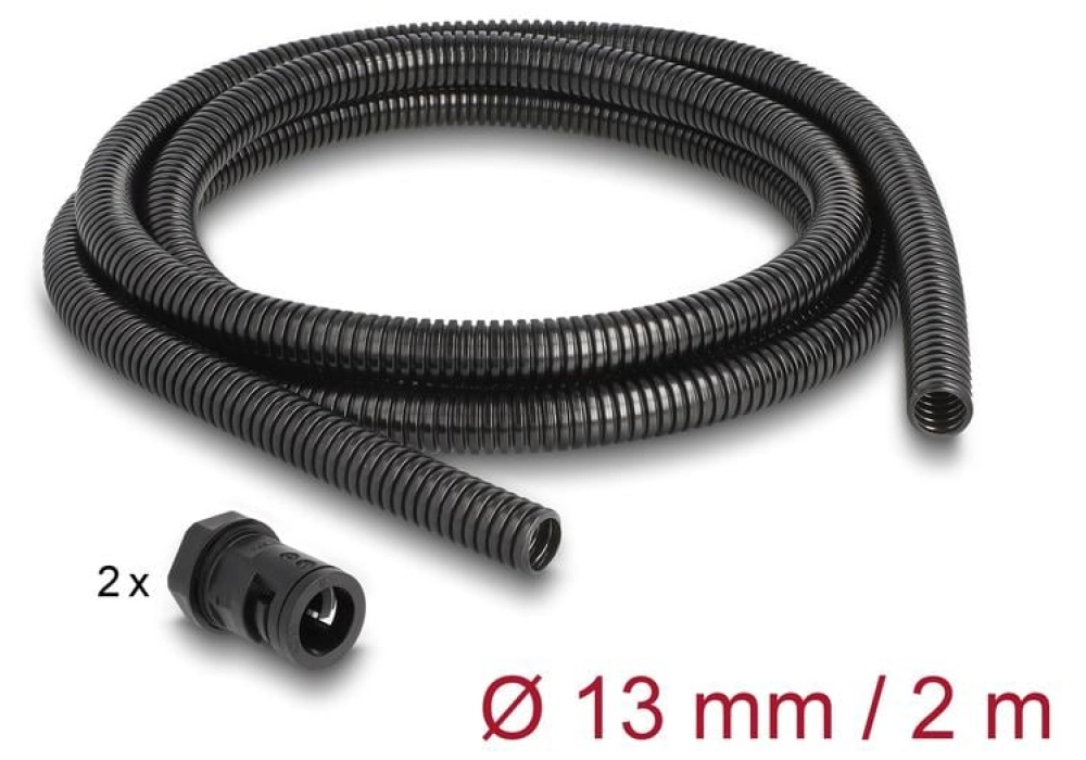 DeLOCK Gaine IP67 - 2 m x 13 mm (Noir)