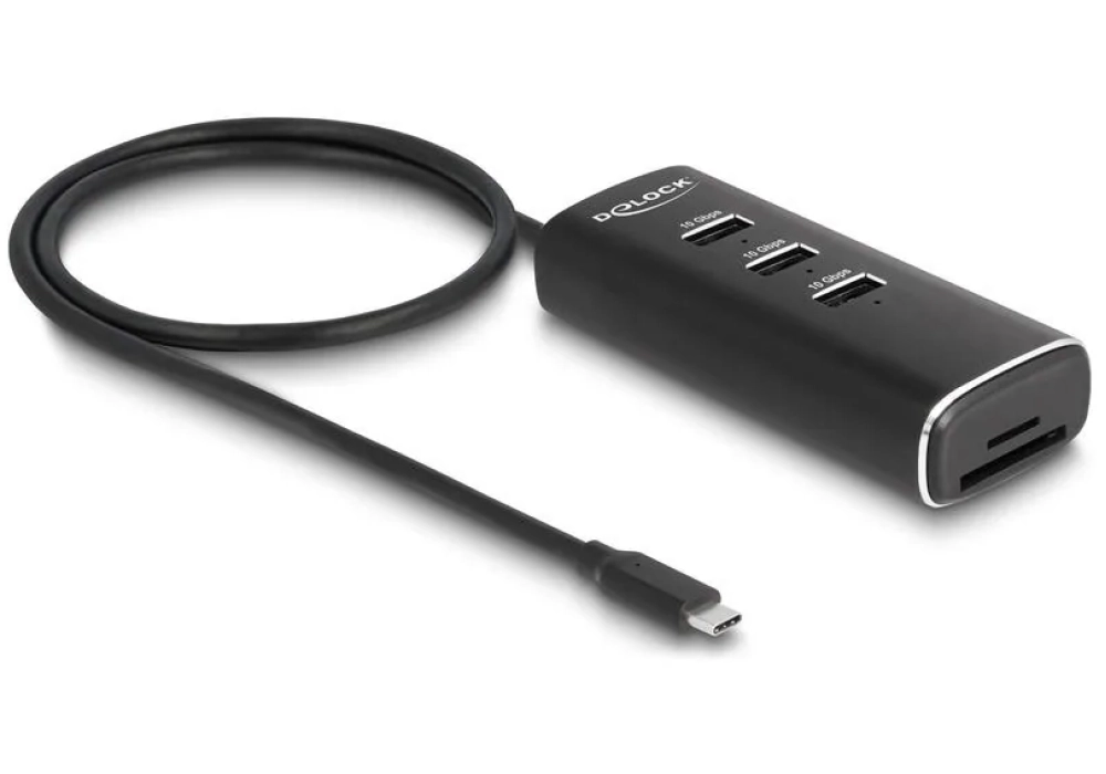 Delock Hub USB 3x USB A/1x USB C 10Gbps et 1x microSD/SD