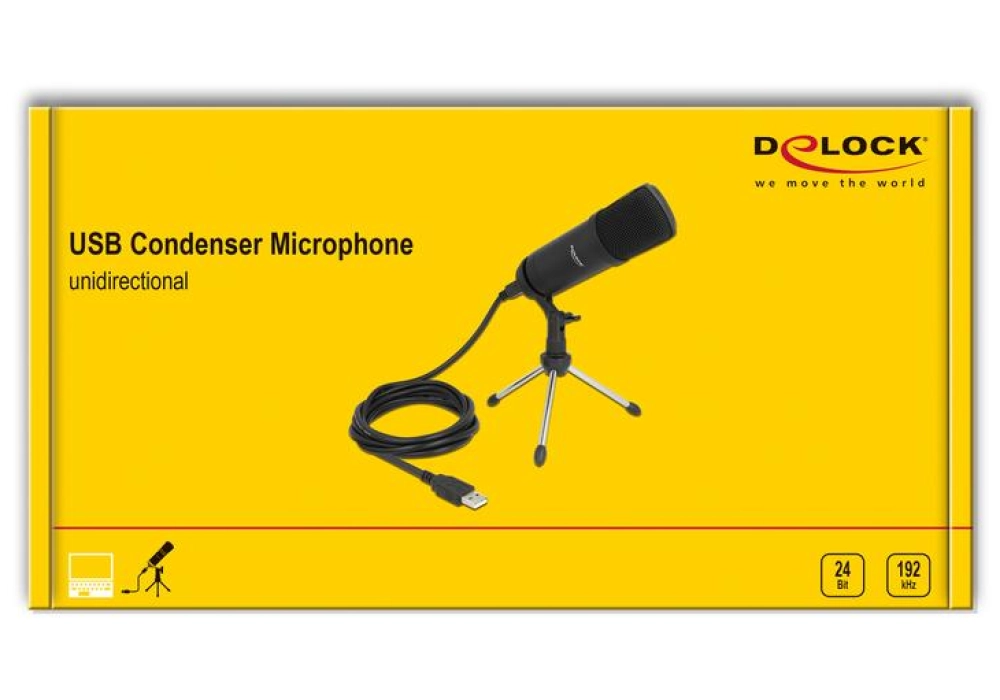 DeLOCK Microphone à condensateur USB professionnel avec support