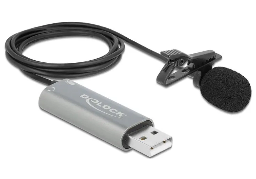 Delock Microphone cravate/Lavallier USB, omnidirectionnel 24Bit/192Khz