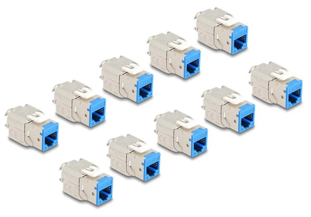 Delock Module Keystone RJ45 vers LSA Cat.6A Bleu, 10 unités