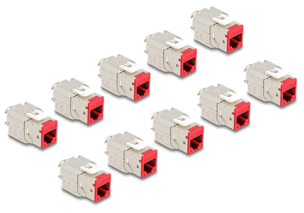 Delock Module Keystone RJ45 vers LSA Cat.6A Rouge, 10 unités