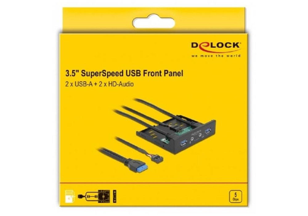 DeLOCK Panneau frontal 2x USB 3.0 + audio pour baie 3.5"