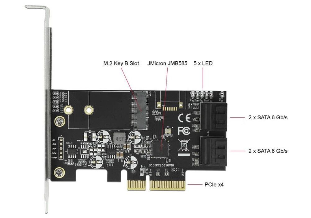 DeLOCK PCI Express Card 4x SATA 6 Gb/s + 1x M.2 SATA 2242