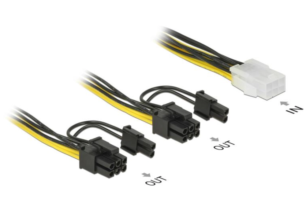 DeLOCK PCI-Express Power 6-pin to 2x 6+2-pin