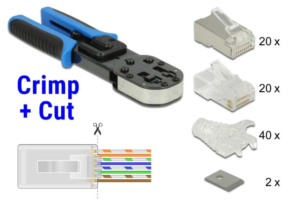 DeLOCK Pince à sertir RJ45 + 40x connecteurs