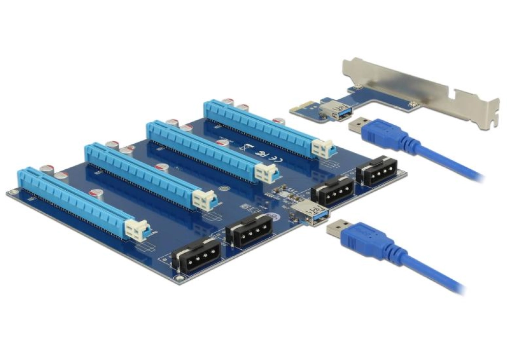 DeLOCK Riser Crypto Mining PCIe x1 à 4x PCIe x16