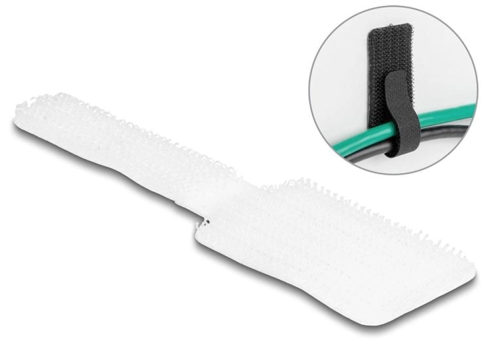 DeLOCK Serre-câble auto-agrippant autocollant 90 mm x 24 mm (Blanc)