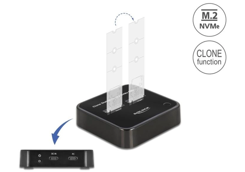 DeLOCK Station d'accueil et de clonage pour 2x M.2 NVMe