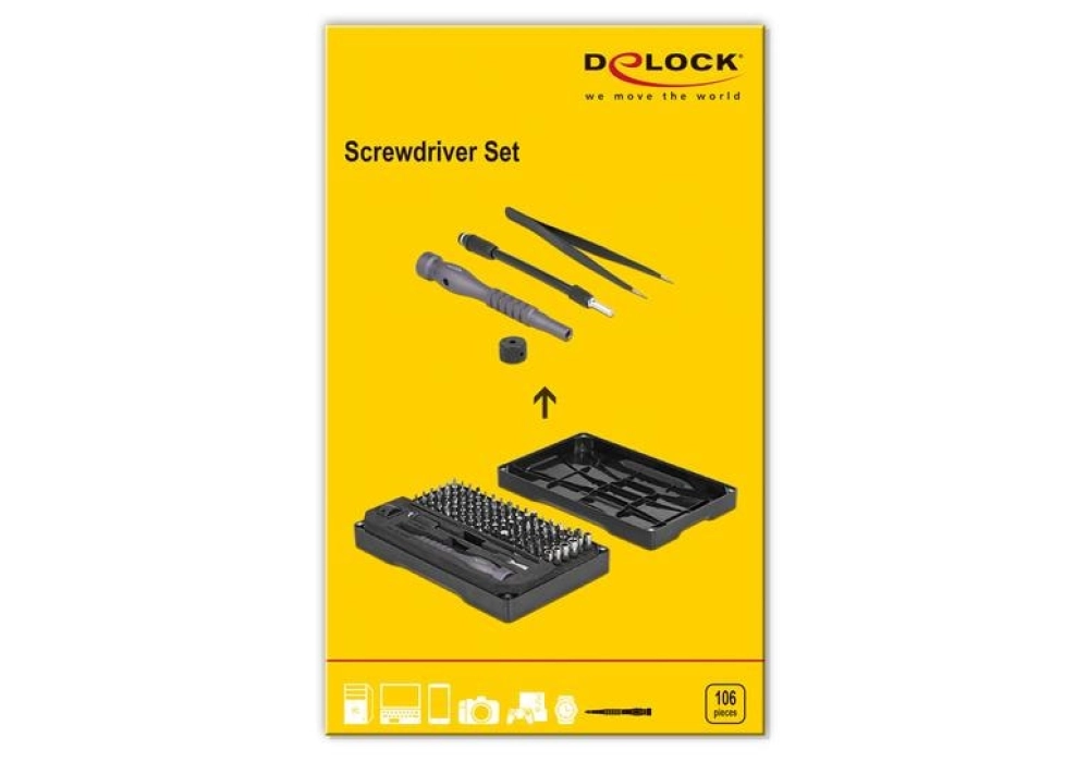 DeLOCK Tournevis de précision, set de 106 pièces