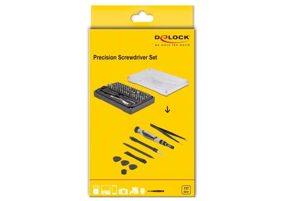 DeLOCK Tournevis de précision, set de 117 pièces