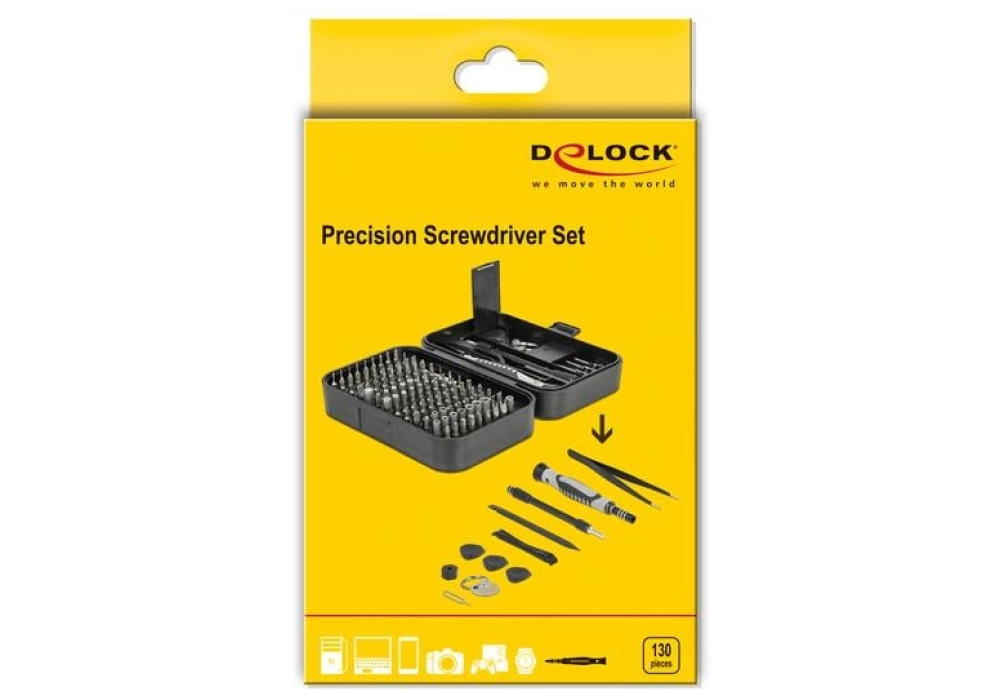 DeLOCK Tournevis de précision, set de 130 pièces