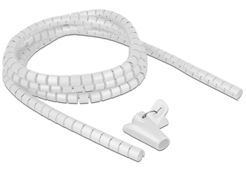 Delock Tuyau en spirale avec outil de rétraction, 2.5 m x 15 mm Blanc