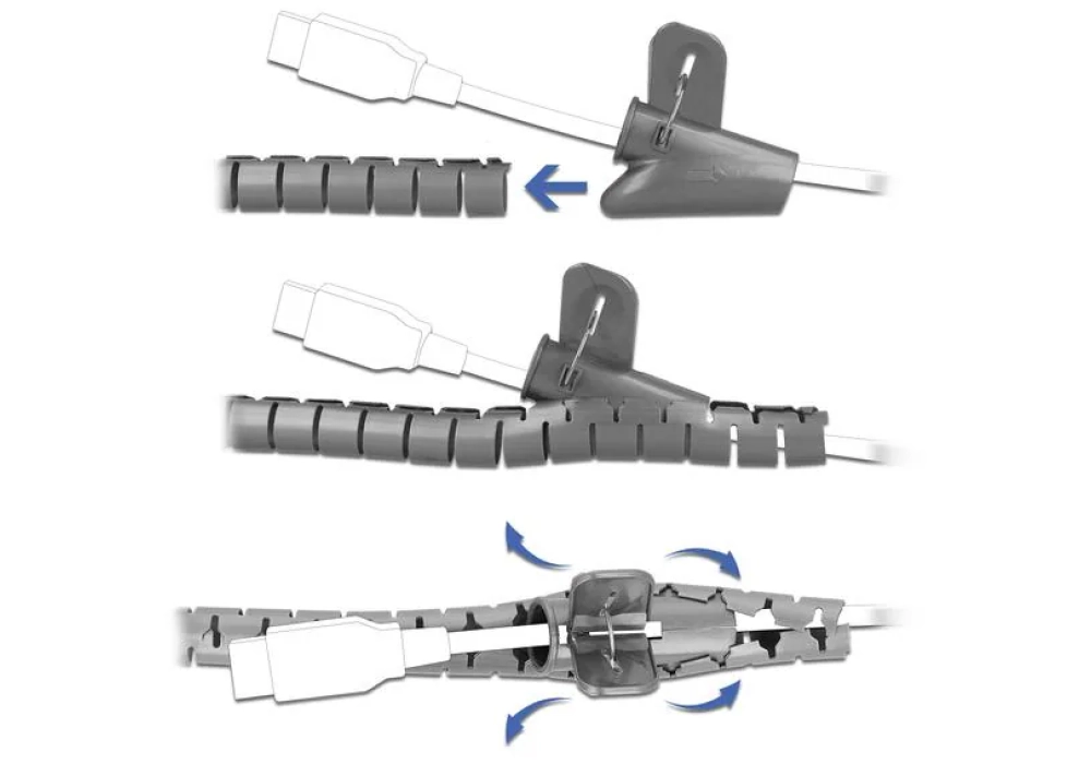 Delock Tuyau en spirale avec outil de rétraction, 2.5 m x 15 mm Gris