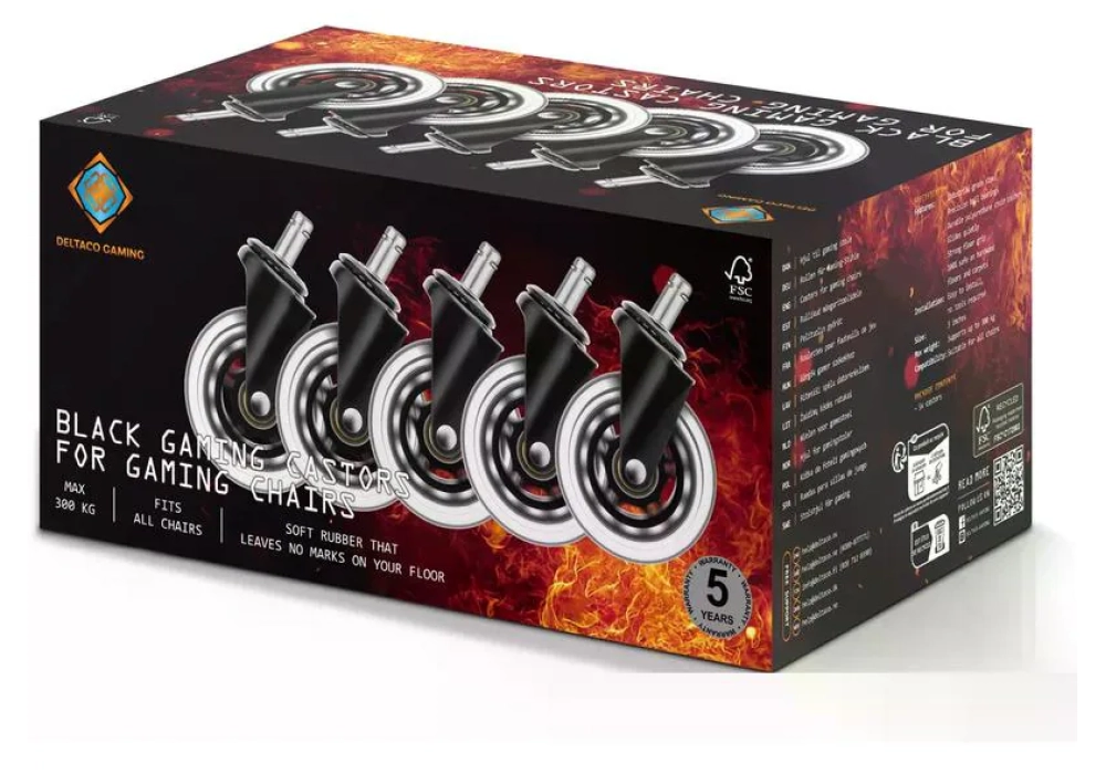 DELTACO Roulettes de rechange Casters Noir