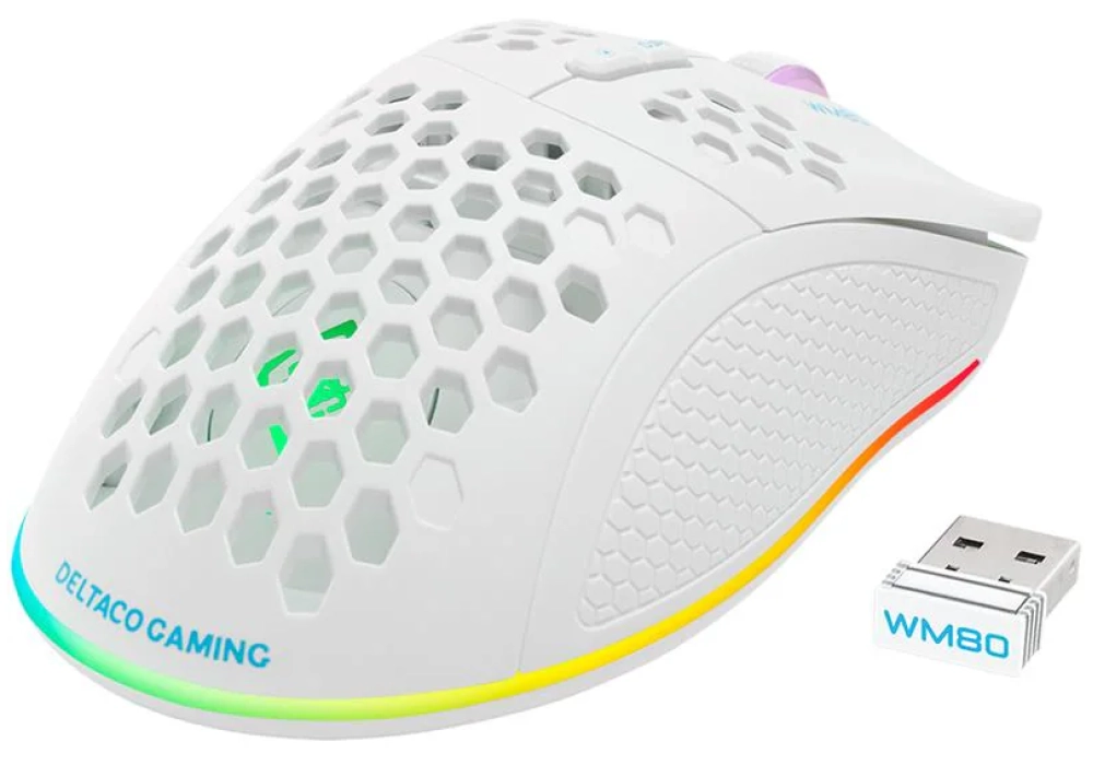 DELTACO Souris de gaming WM80 RGB Blanc