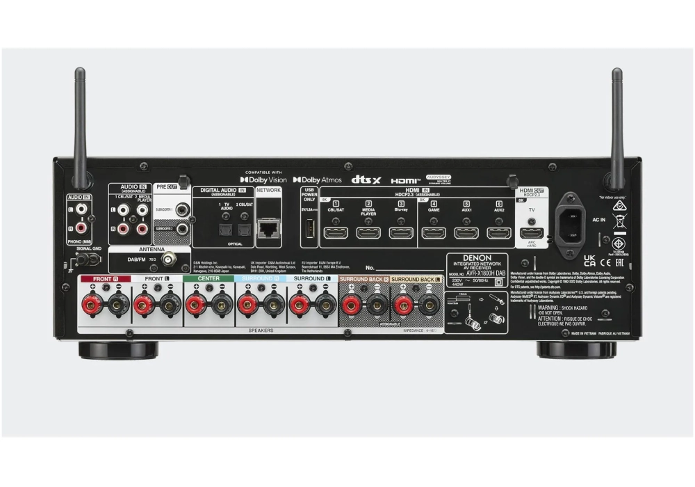 Denon Récepteur AV AVR-X1800H DAB Noir