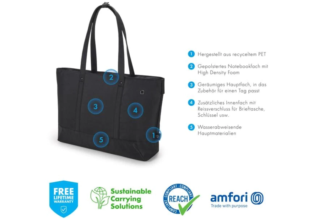 DICOTA Sac Shopper Eco MOTION 14.1" (Noir)