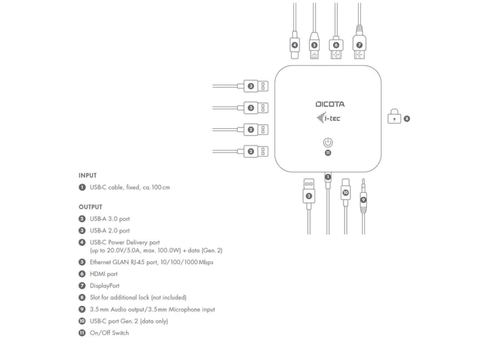 Dicota USB-C 11-en-1 Docking Station 5K HDMI/DP PD 100W