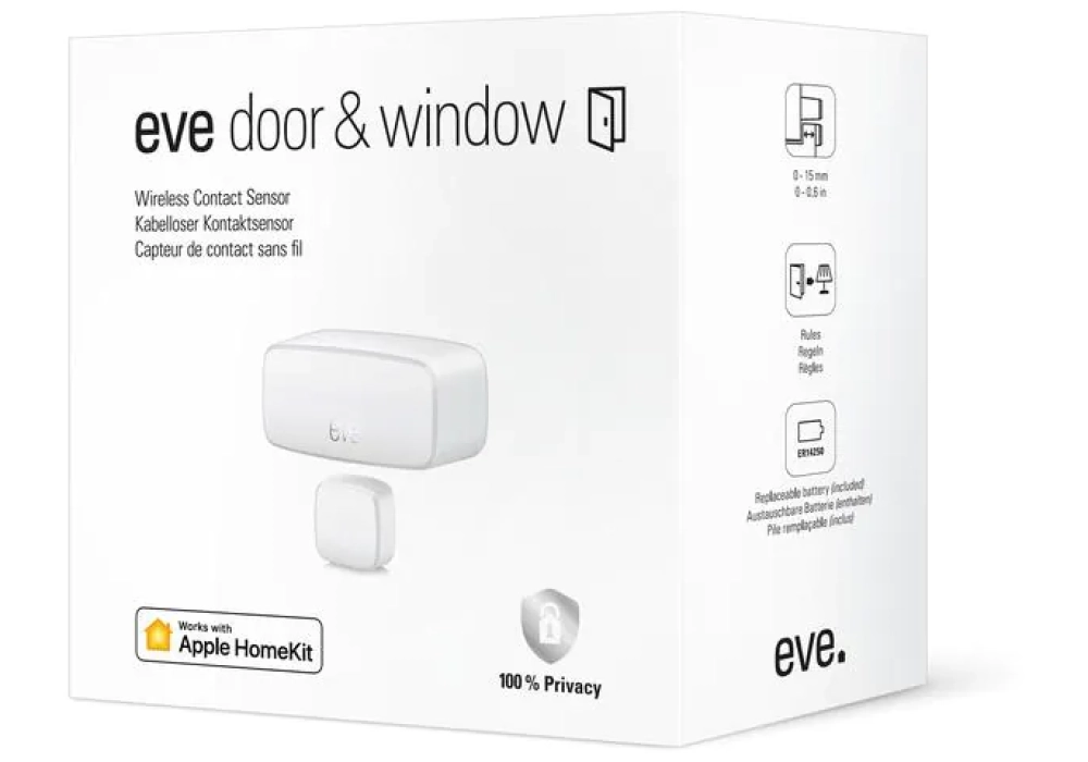 Eve Systems Capteur Door & Window, Paquet de 3