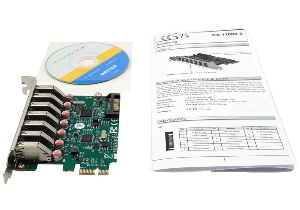 Exsys Carte PCIe USB 3.2 Gen 1 avec 7 ports (chipset VIA)