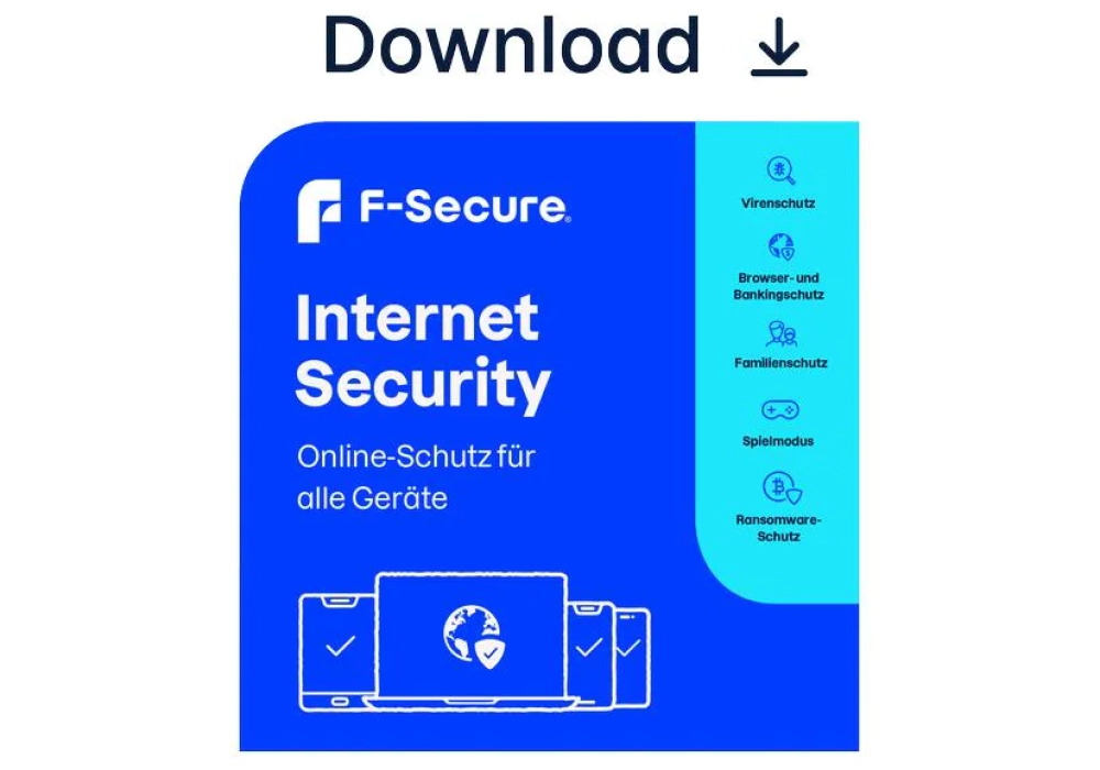 F-Secure Internet Security ESD, version complète, 1 appareil, 2 ans