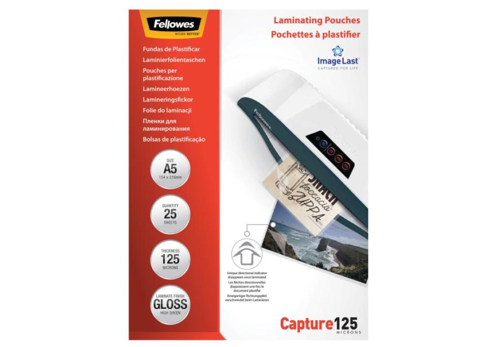 Fellowes Film laminé brillant - A5 - 125 µm - 25x