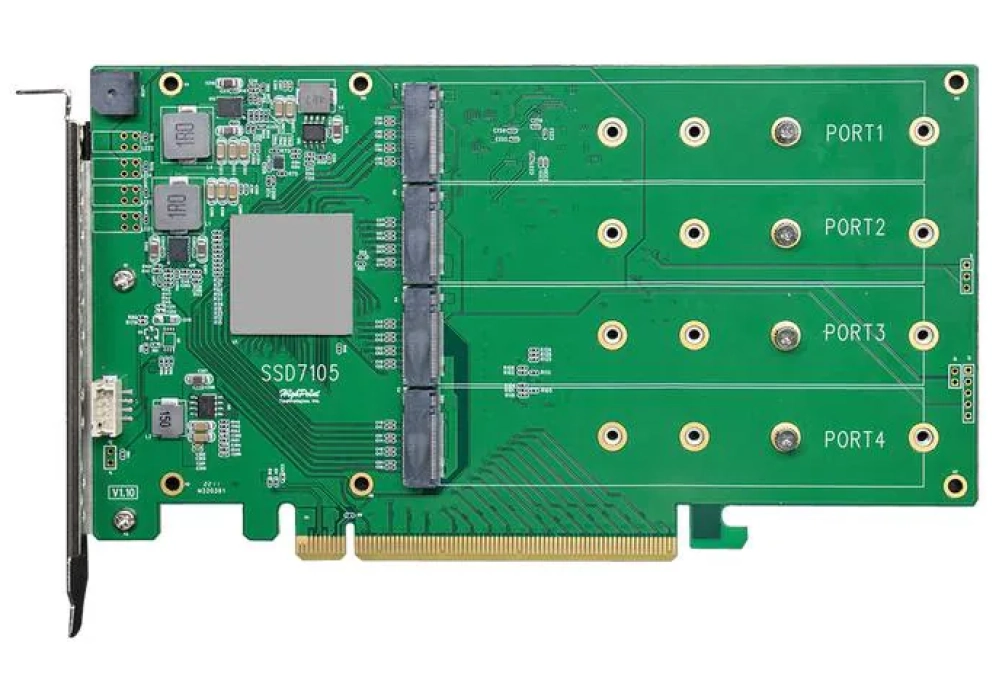 Highpoint Contrôleur RAID SSD7105 PCI-Ex16v3 - 4x M.2 NVMe, amorçable