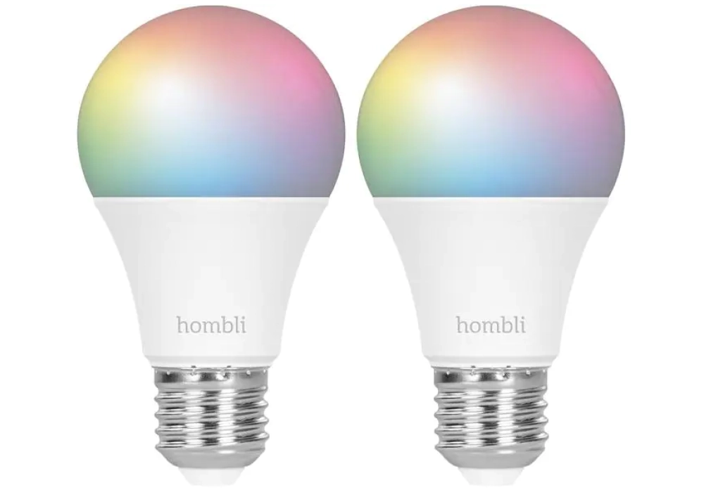 hombli Ampoule Bulbe intelligent, E27, 9W, RGB + CCT, 1+1 pack