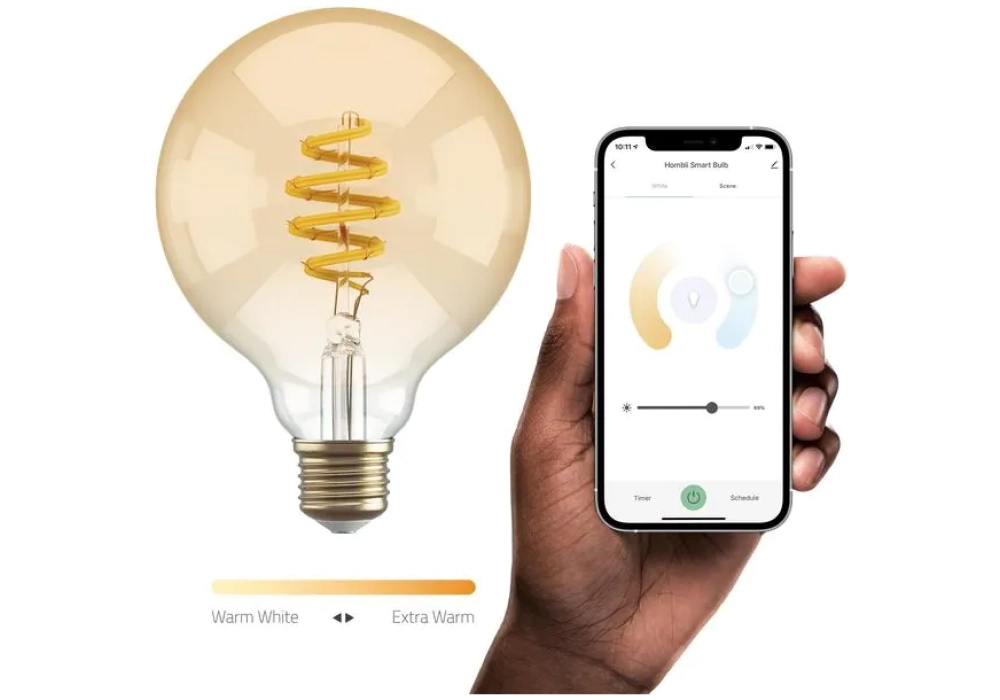 hombli Ampoule Smart Filament Bulb, E27, 5.5 W, ambre, globe