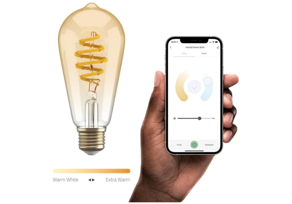 hombli Ampoule Smart Filament Bulb, E27, 5.5 W, ambre