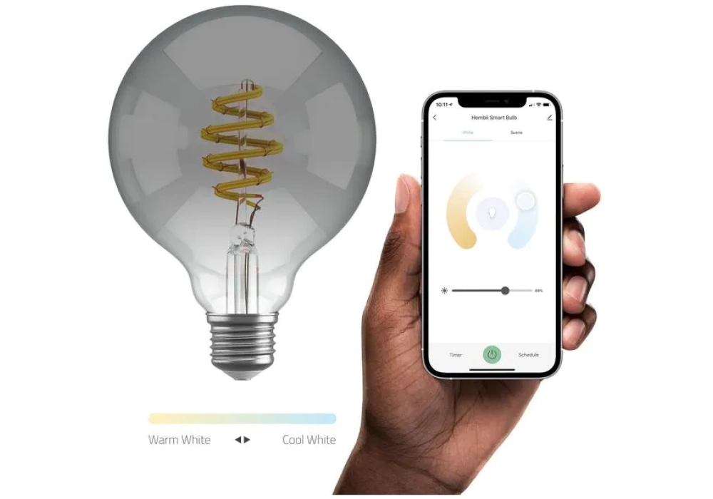 hombli Ampoule Smart Filament Bulb, E27, 5.5 W, Smokey, Globe