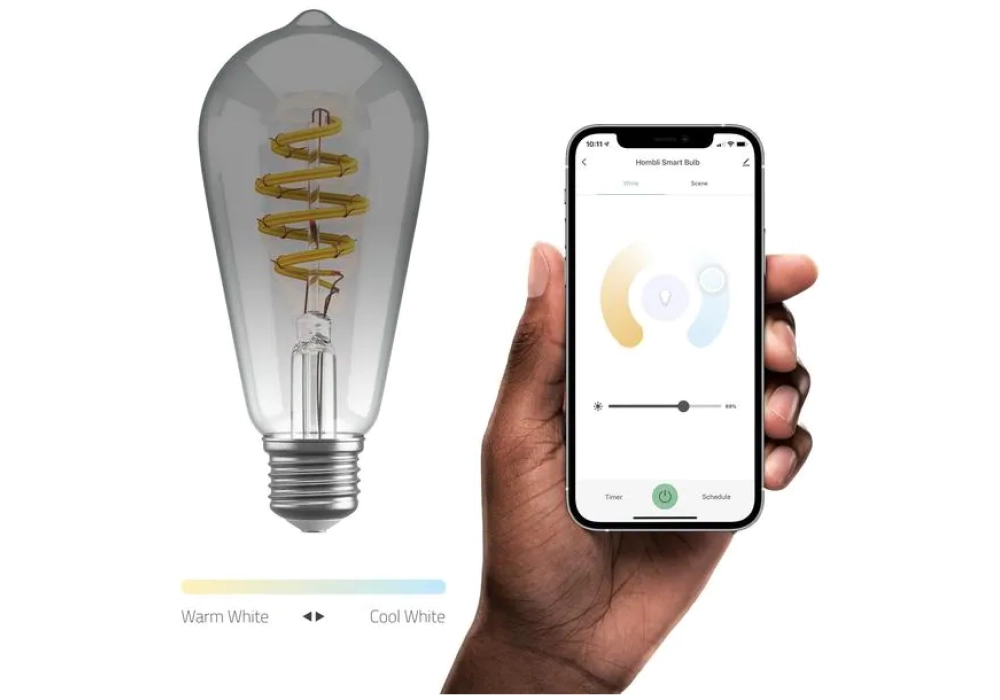 hombli Ampoule Smart Filament Bulb, E27, 5.5 W, Smokey