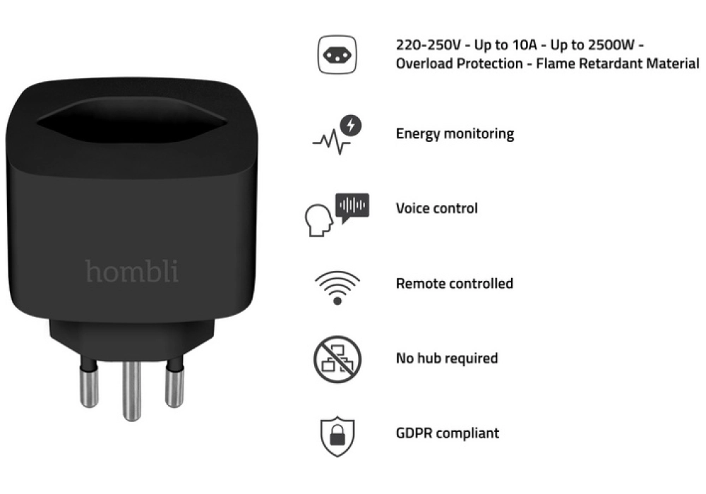 Hombli Smart Swiss Socket (Noir)