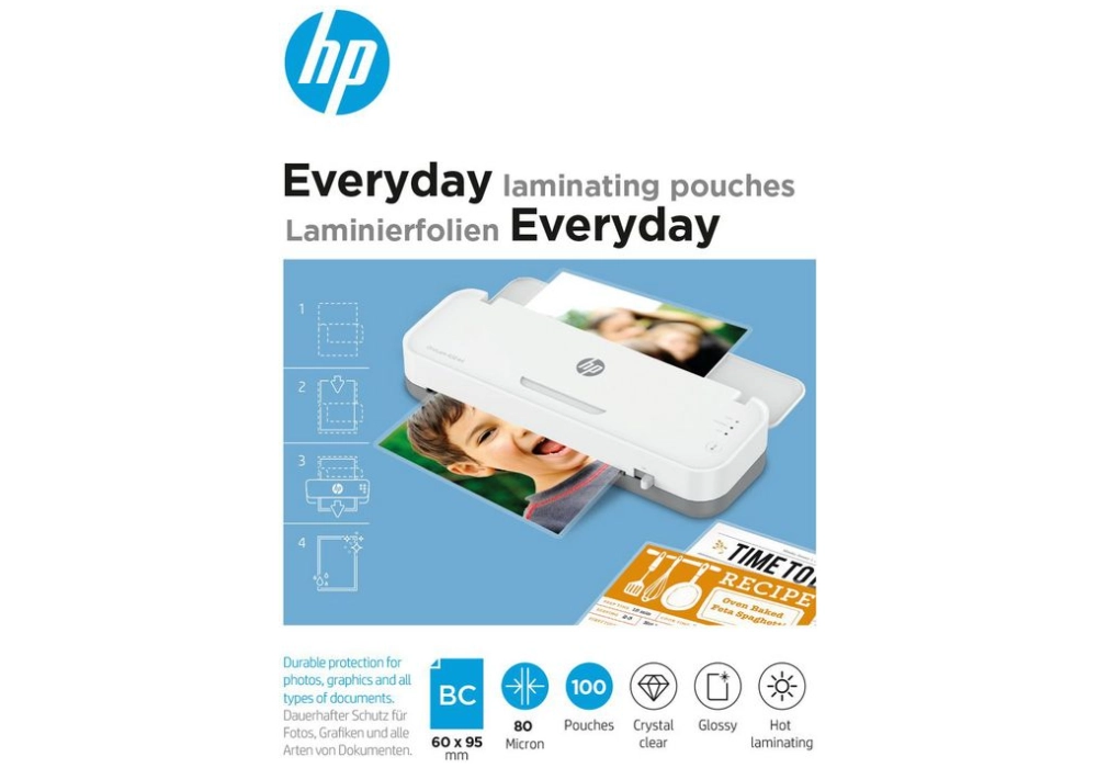 HP Everyday Laminating Pouches - Business Card Size - 80 Micron - 100x