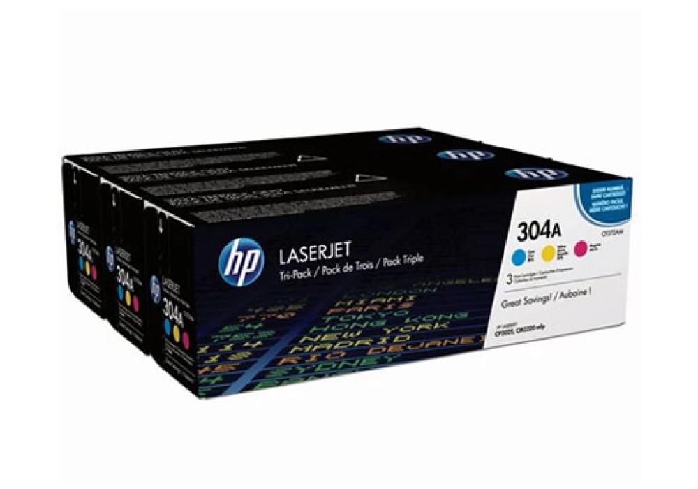 HP Toner Cartridge - 304A - Tri-Pack (CYM)