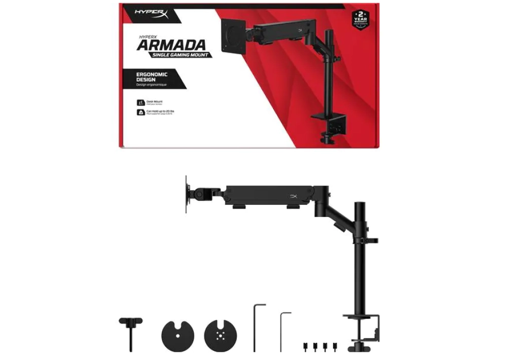 HyperX Armada Single Mount jusqu’à 9.1 kg – Noir