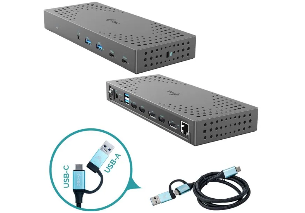 i-tec Station d'accueil USB 3.0, USB-C, HDMI, DP Dual PD 100W