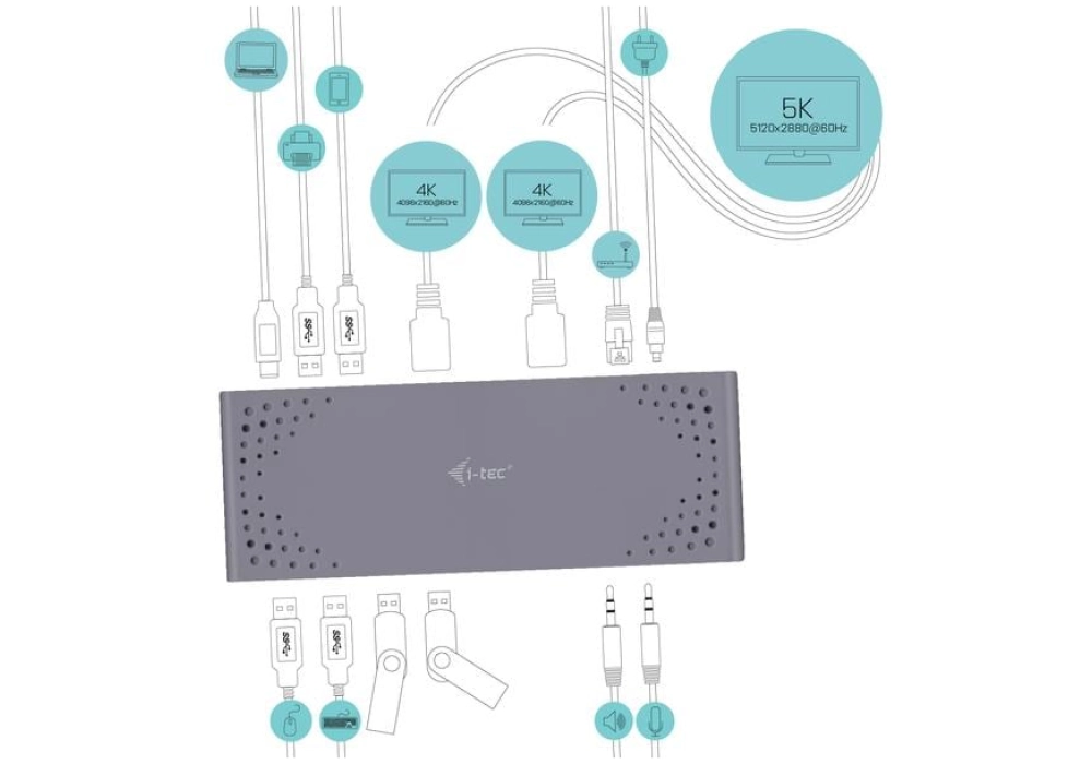 i-tec Station d'accueil USB-A/Thunderbolt 3 Dual Display