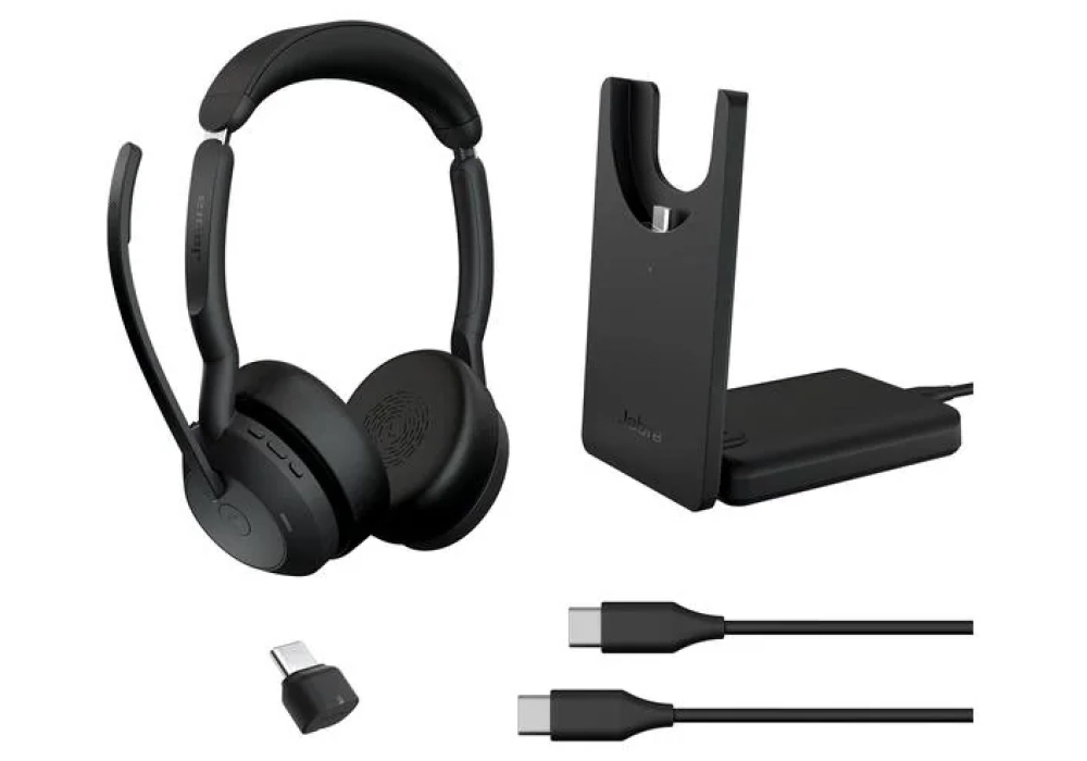 Jabra Evolve2 55 Duo MS, USB-C, station de chargement incluse