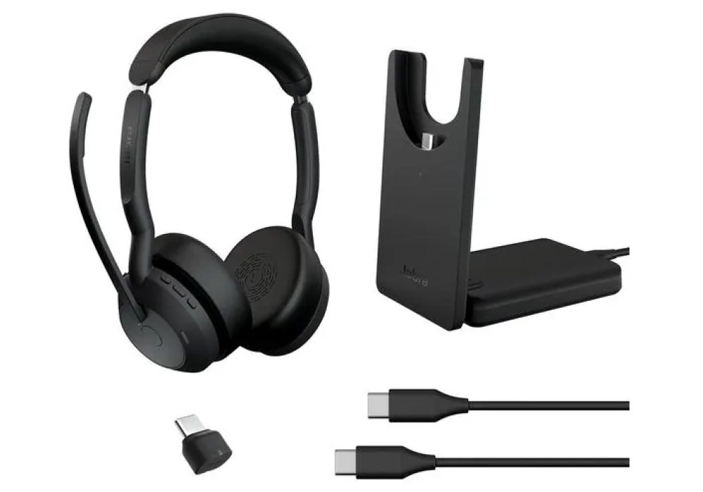 Jabra Evolve2 55 Duo UC, USB-C, station de chargement incluse