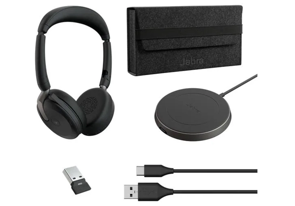 Jabra Evolve2 65 Flex Duo MS, USB-A, station de chargement incluse