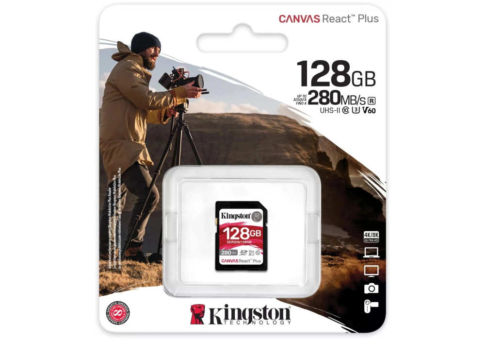 Kingston Carte SDXC Canvas React Plus V60 128 GB