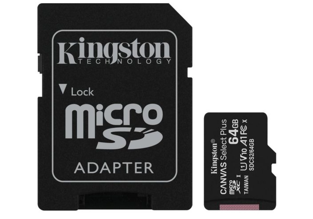 Kingston microSDHC Canvas Select Plus - 64 GB (incl. SD Adapter)